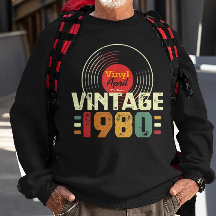 41Th Birthday Gift Vintage 1980 April 41 Years Vinyl Record Sweatshirt Gifts for Old Men