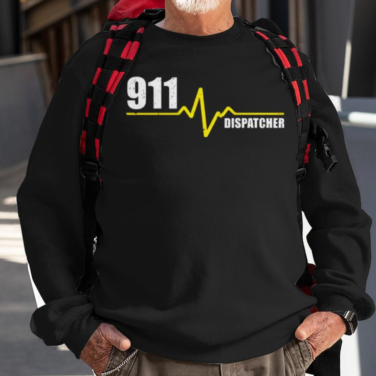 911 Dispatcher Heartbeat Thin Gold Line Sweatshirt Gifts for Old Men