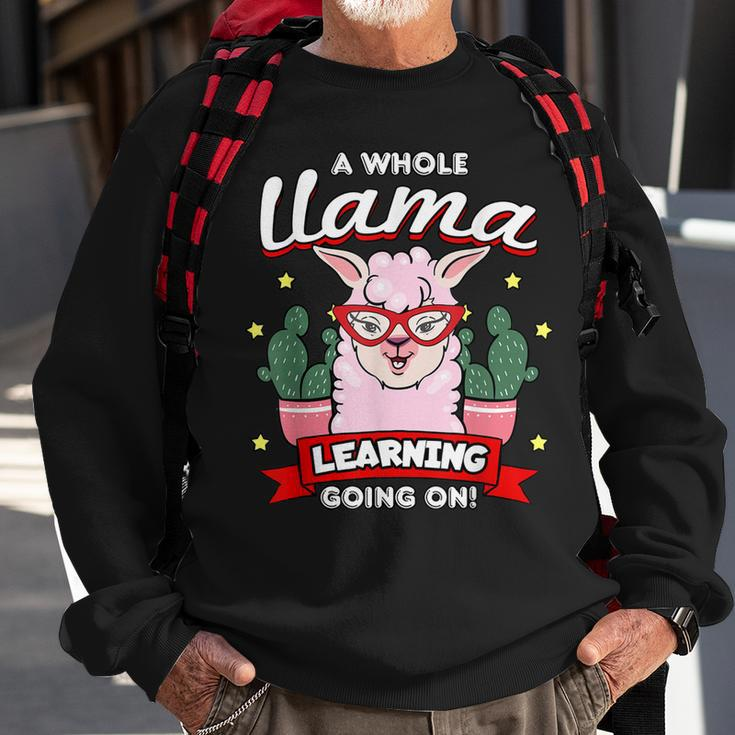 A Whole Llama Learning Going On Cute Teacher Men Women Sweatshirt Graphic Print Unisex Gifts for Old Men