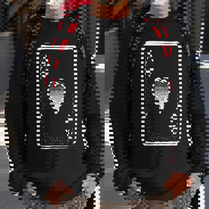 Ace Of Hearts Playing Cards Poker Halloween CostumeSweatshirt Gifts for Old Men