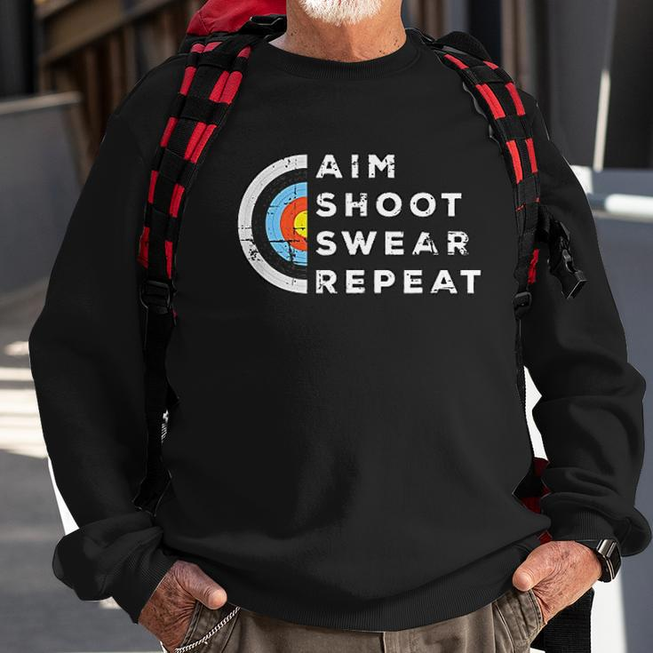Aim Shoot Swear Repeat Archery Costume Archer Gift Archery Men Women Sweatshirt Graphic Print Unisex Gifts for Old Men
