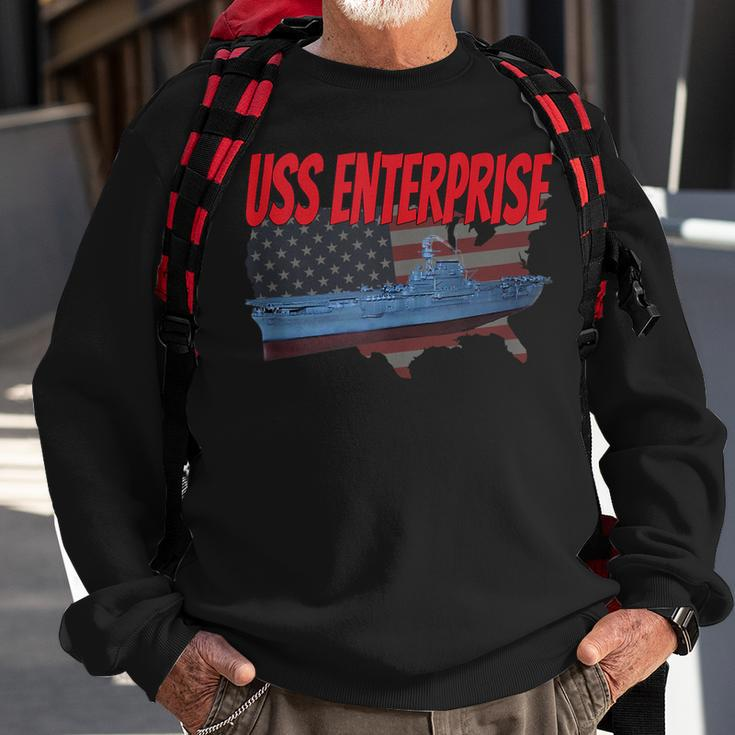 Aircraft Carrier Uss Enterprise Cv-6 Veteran Grandpa Dad Son Sweatshirt Gifts for Old Men