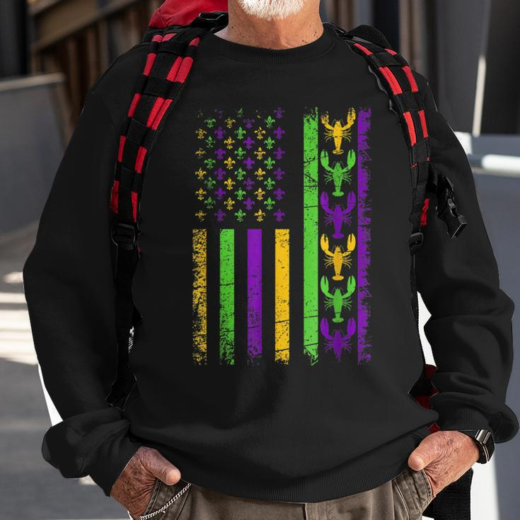 American Flag Mardi GrasMardi Gras Crawfish Outfit  Sweatshirt Gifts for Old Men