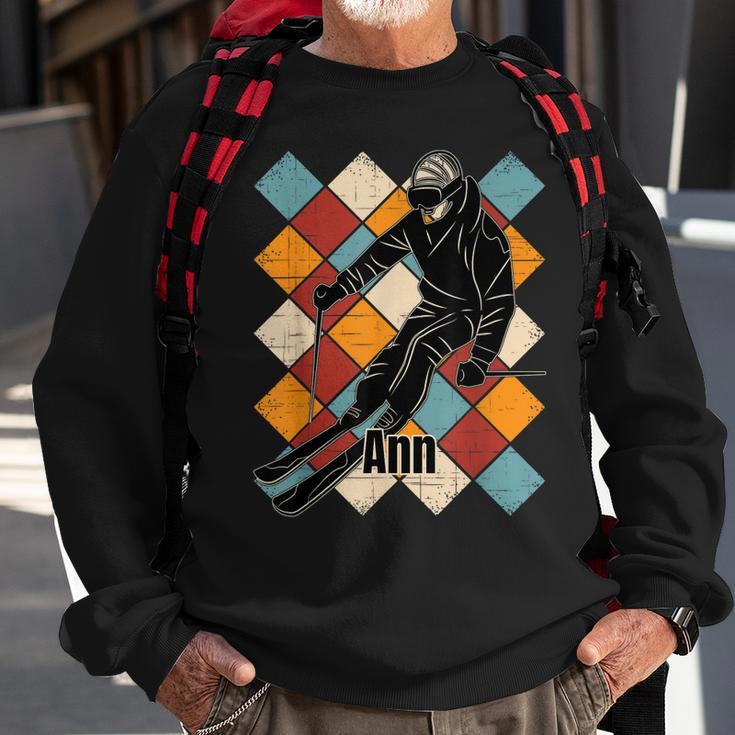 Ann Skipiste Vintage Skifahrer Name Sweatshirt Geschenke für alte Männer