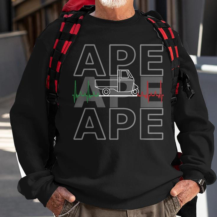 Ape 50 Dreirad Ape Tm Italien Fahne Ape Herzschlag Sweatshirt Geschenke für alte Männer