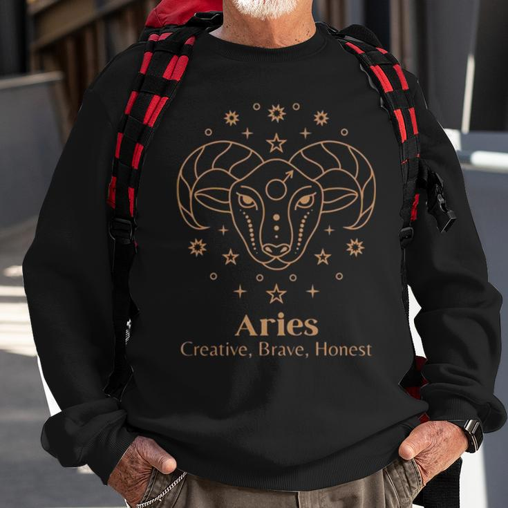 Aries Art Zodiac Design Aesthetic Sweatshirt Gifts for Old Men