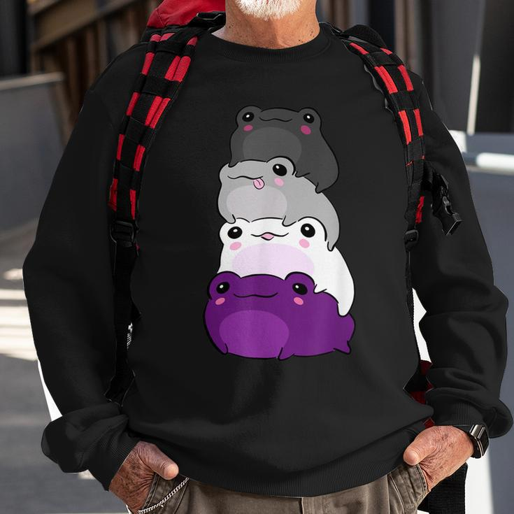 Asexual Flag Color Frog Subtle Queer Pride Lgbtq Aesthetic Sweatshirt Gifts for Old Men