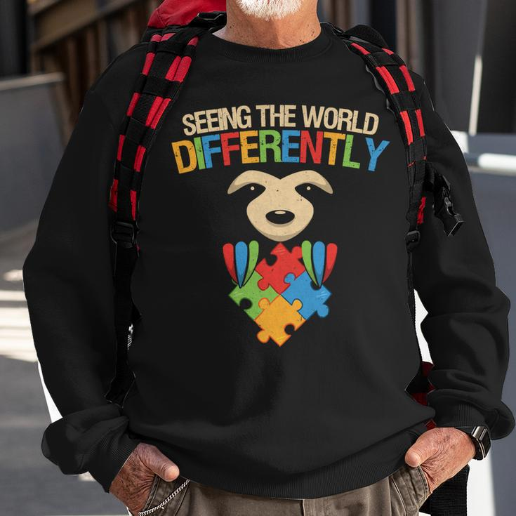 Autism Autistic Seeing The World Differently Autism Awareness Sloth Autism Awareness Sweatshirt Gifts for Old Men