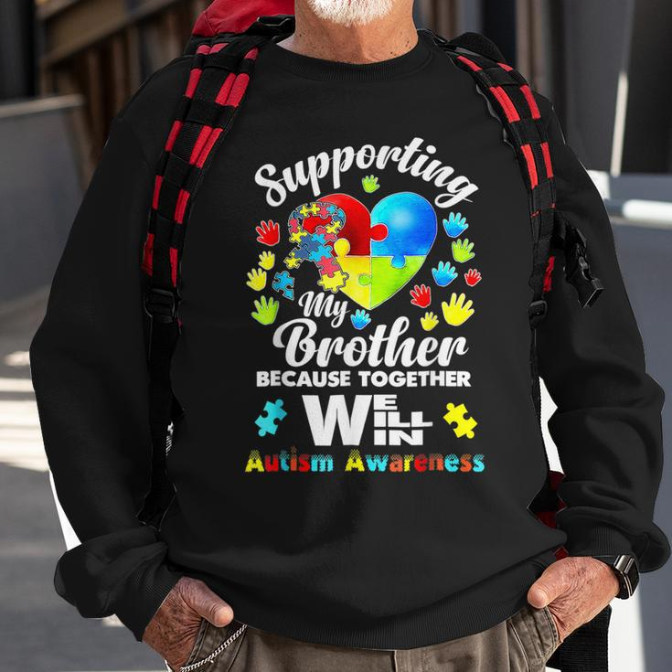 Autism Awareness Month Supporting My Brother Puzzle Sweatshirt Gifts for Old Men