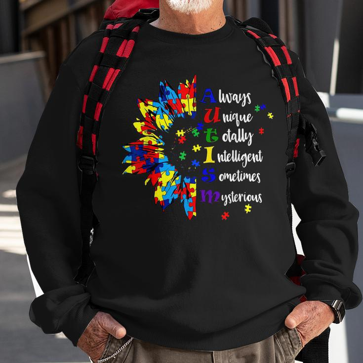 Autism Awareness Support Autism Kids For Mom Dad Sunflower Sweatshirt Gifts for Old Men