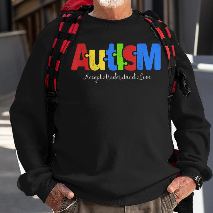 Autism Puzzle Accept Understand Love Autism Awareness Sweatshirt Gifts for Old Men