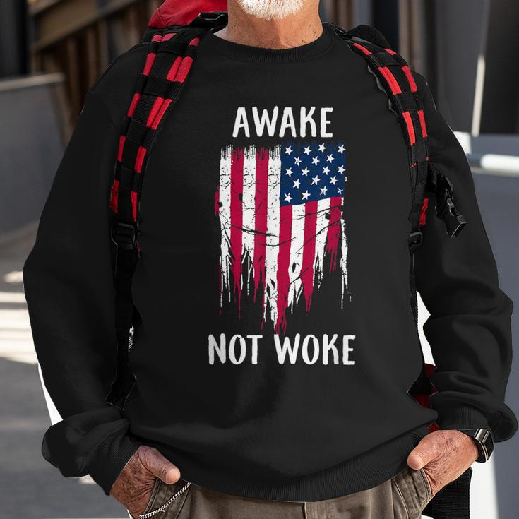 Awake Not Woke Anti Censorship Cancel Culture Sweatshirt Gifts for Old Men