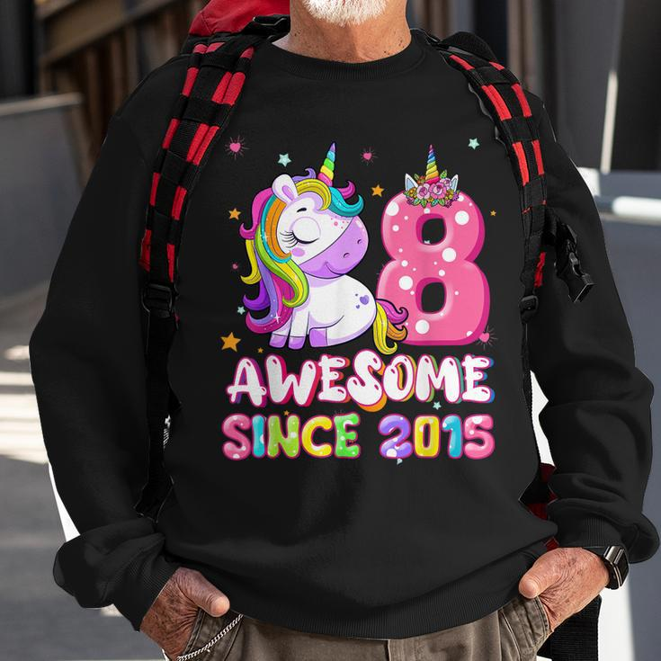 Awesome Since 2015 Dabbing Unicorn 8Th Birthday Gift Girls Sweatshirt Gifts for Old Men