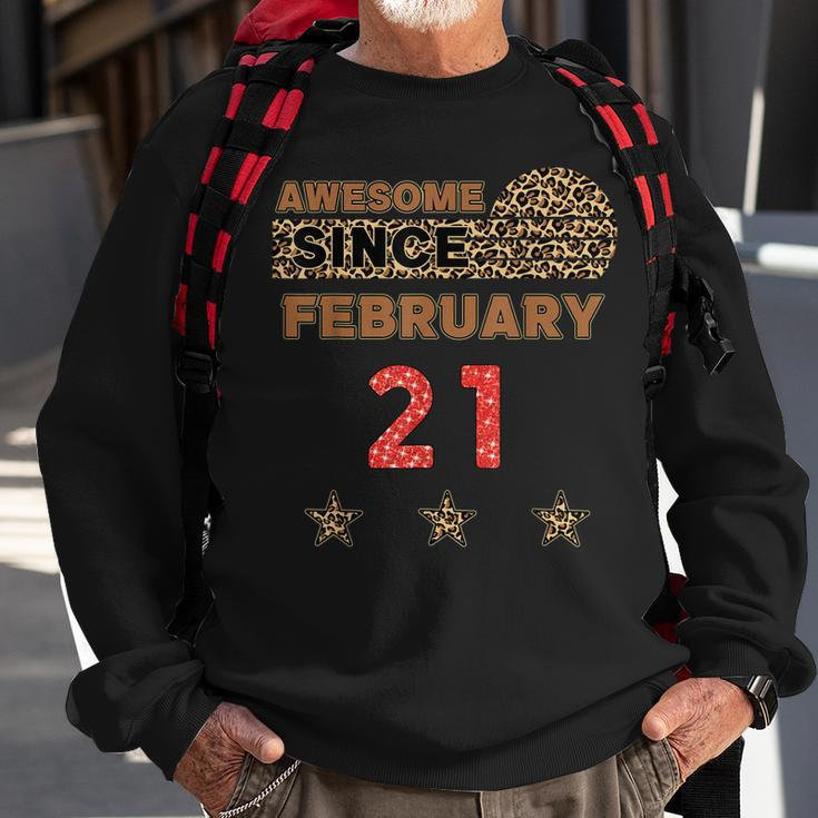 Awesome Since 21. Februar Sweatshirt, Leopardenmuster Vintage Geburtstag Geschenke für alte Männer