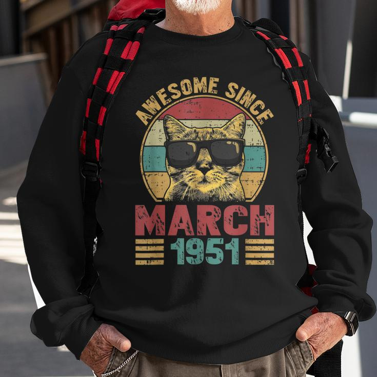 Awesome Since March 1951 72 Years Old Gifts Cat Lovers Sweatshirt Gifts for Old Men
