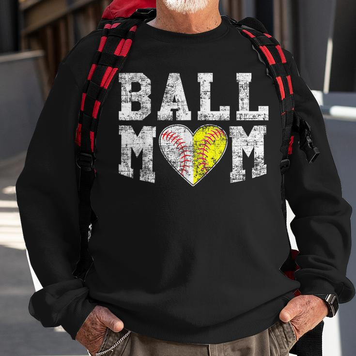 Ball Mom Baseball Softball Heart Sport Lover Funny V2 Sweatshirt Gifts for Old Men