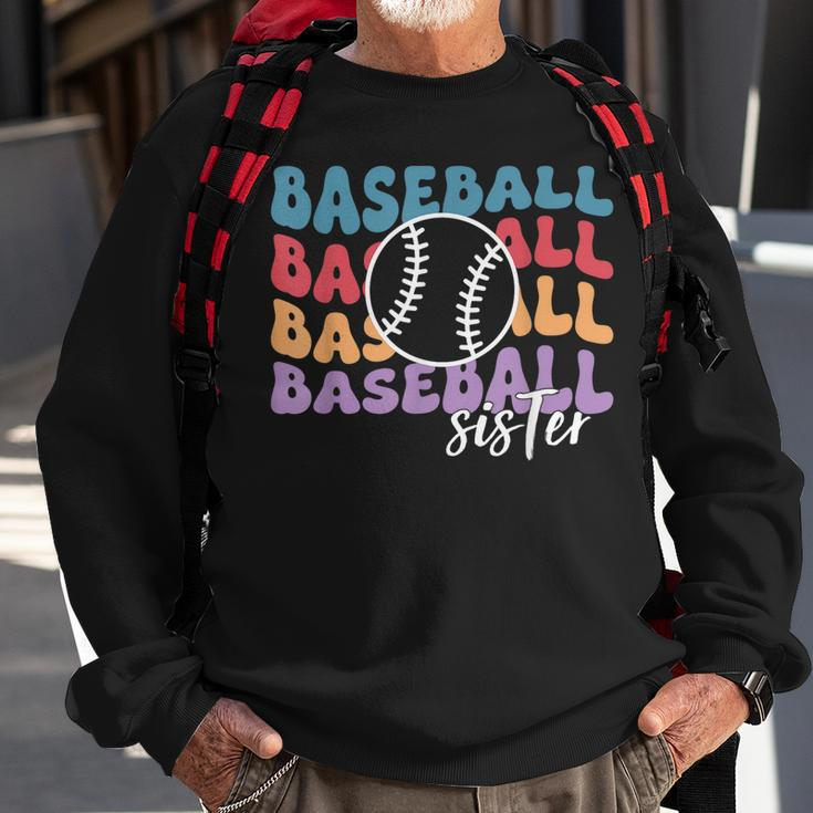 Baseball Sister Retro Big Sister Baseball For Women Softball Sweatshirt Gifts for Old Men