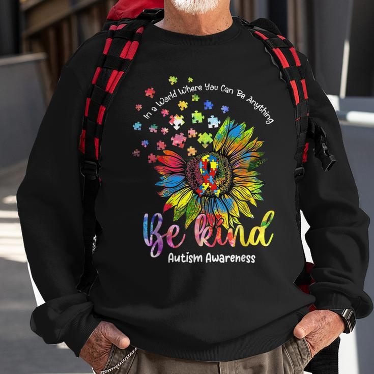 Be Kind Autism Awareness Puzzle Pieces Sunflower Autism Mom Sweatshirt Gifts for Old Men