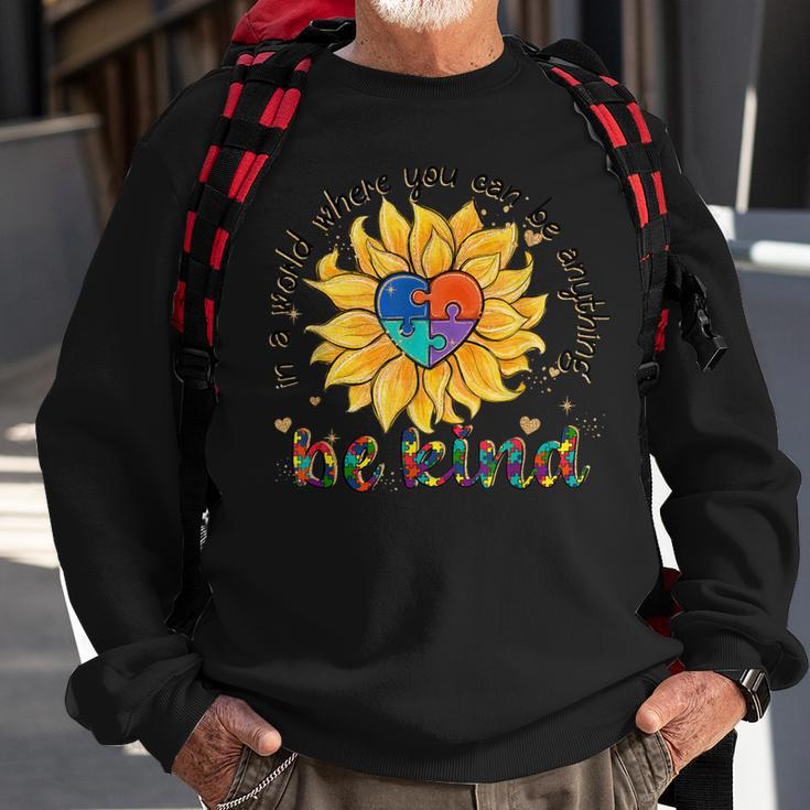 Be Kind Sunflower Autism Mom Dad Women Kids Autism Awareness Sweatshirt Gifts for Old Men