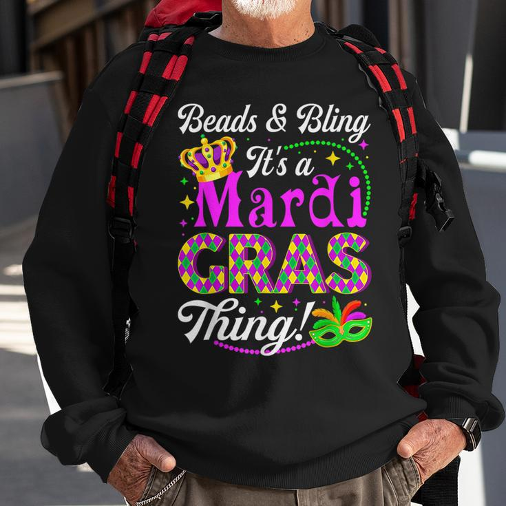 Beads & Bling Its A Mardi Gras Thing Party Mask Beads Sweatshirt Gifts for Old Men