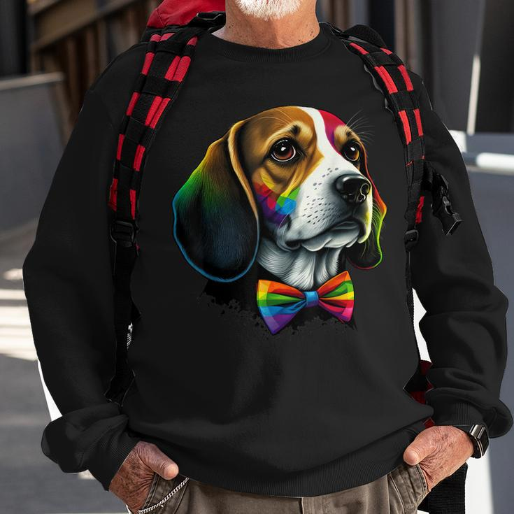 Beagle Gay Pride Dog Lgbt Rainbow Flag On Beagle Lgbtq Sweatshirt Gifts for Old Men