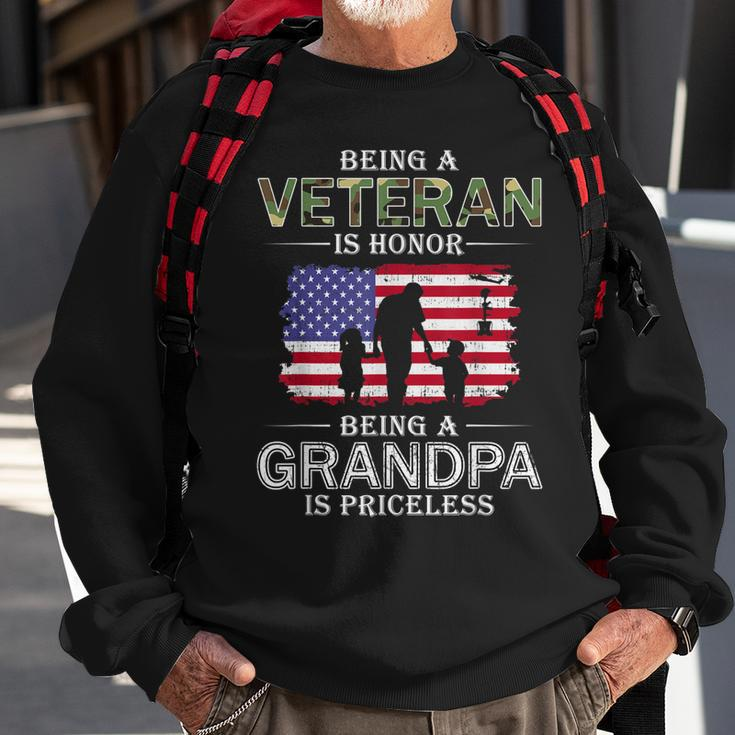 Being A Veteran Is Honor Grandpa Is Priceless-Proud Grandpa Men Women Sweatshirt Graphic Print Unisex Gifts for Old Men