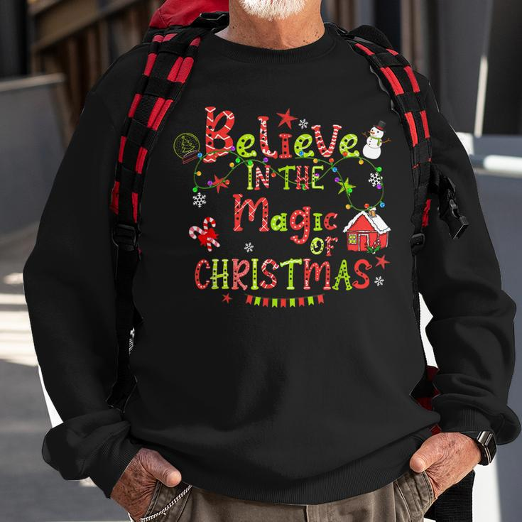 Believe In The Magic Of Christmas Santa Snowman Candy Cane Men Women Sweatshirt Graphic Print Unisex Gifts for Old Men