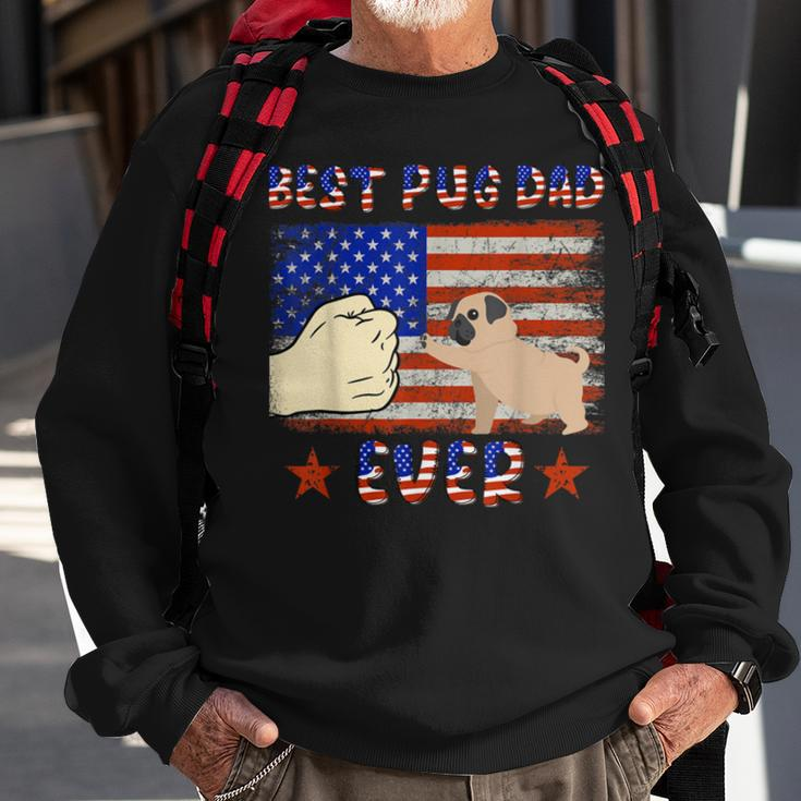 Best Pug Dad Ever Funny Pug Lover American Flag 4Th Of July Bbmxyg Sweatshirt Gifts for Old Men