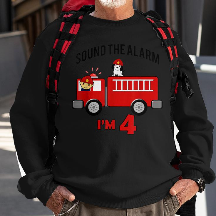 Birthday 4 Year Old Fire Fighter Truck | Firetruck Sweatshirt Gifts for Old Men
