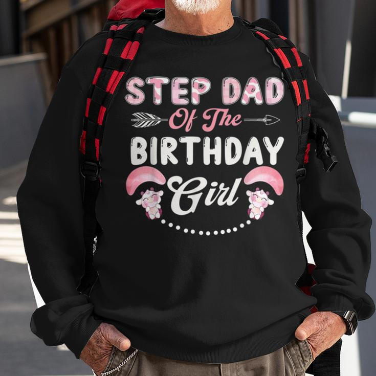 Birthday Cow Step Dad Of The Birthday Girl Farming Barnyard Sweatshirt Gifts for Old Men