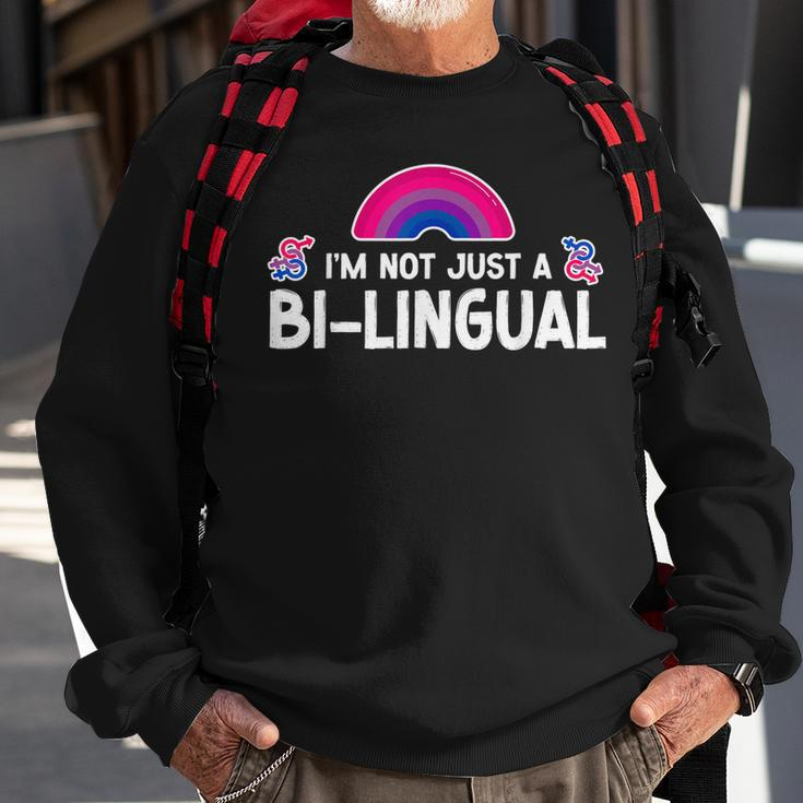 Bisexual Bi Pride Flag Pun Im Not Just Bi-Lingual Men Women Sweatshirt Graphic Print Unisex Gifts for Old Men