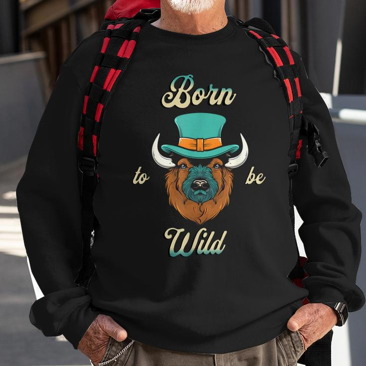 Bison Chic Elegance Born To Be My Wild Spirit Animal Sweatshirt Gifts for Old Men