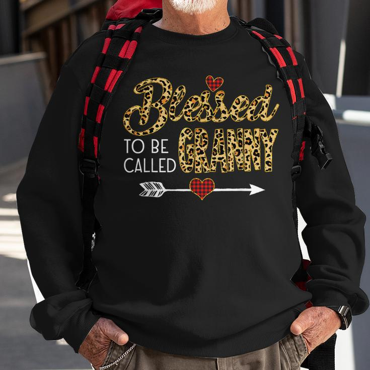 Blessed To Be Called Granny Leopart Red Plaid Buffalo Xmas Sweatshirt Gifts for Old Men