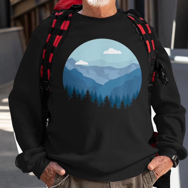 Blue Mountain And Forest Scene Silhouette Sweatshirt Gifts for Old Men