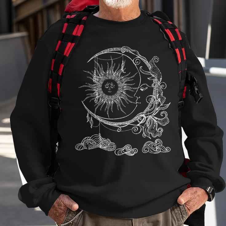 Bohemian Aesthetic Moon Sun Astrology Science Astronomy Sweatshirt Gifts for Old Men