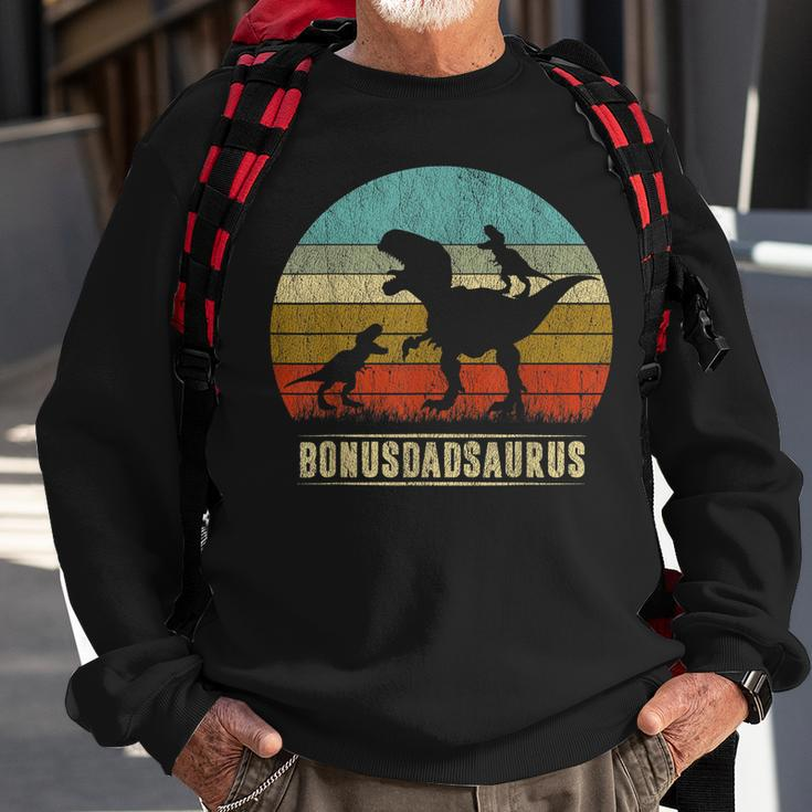 Bonus Dad Dinosaur Bonusdadsaurus 2 Two Kids Christmas Sweatshirt Gifts for Old Men