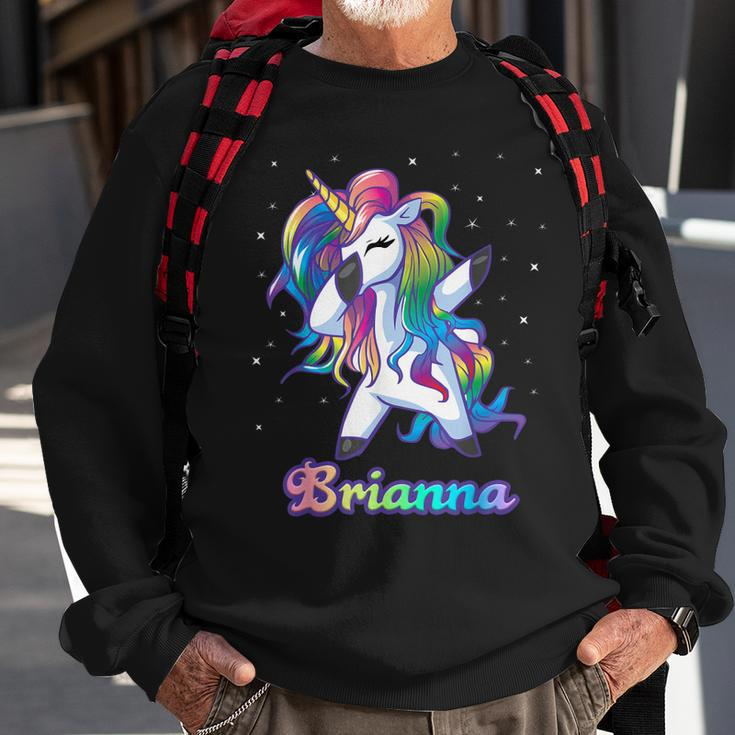 Brianna Name Personalized Custom Rainbow Unicorn Dabbing Men Women Sweatshirt Graphic Print Unisex Gifts for Old Men