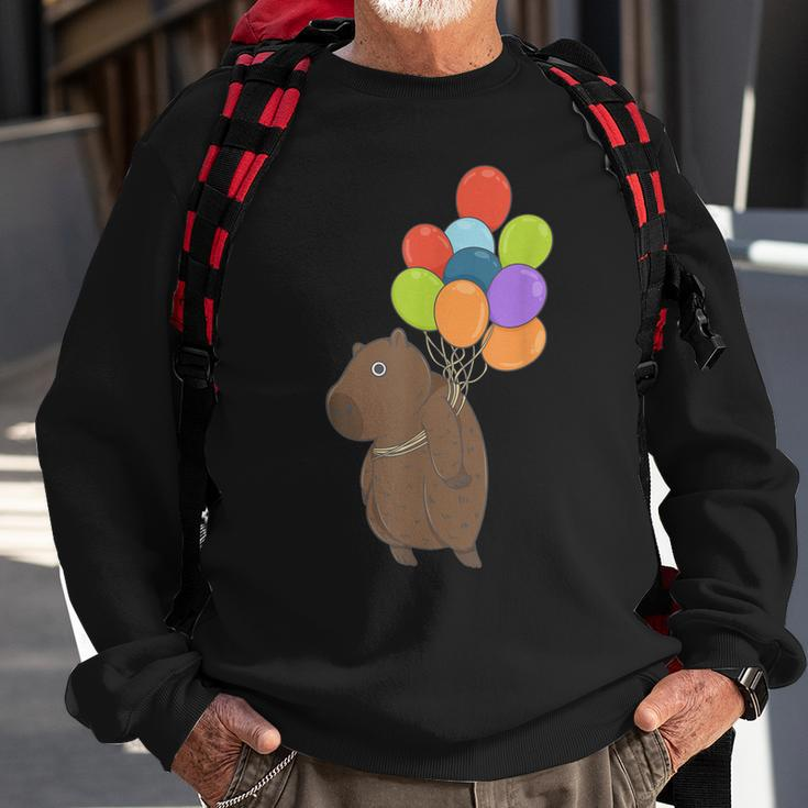 Capybara Gifts Lovely Capybara With Balloon Cute Animal Sweatshirt Gifts for Old Men