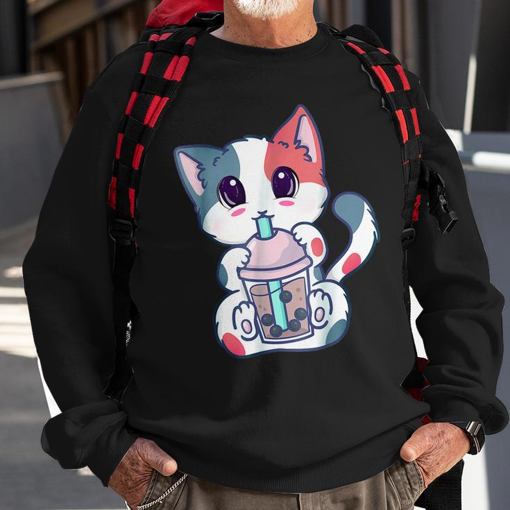 Cat Boba Tea Bubble Tea Anime Kawaii Neko Japanese Gift Girl Sweatshirt Gifts for Old Men