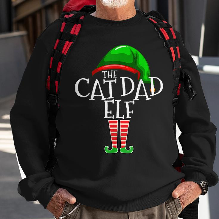 Cat Dad Elf Group Matching Family Christmas Gift Daddy Men Men Women Sweatshirt Graphic Print Unisex Gifts for Old Men