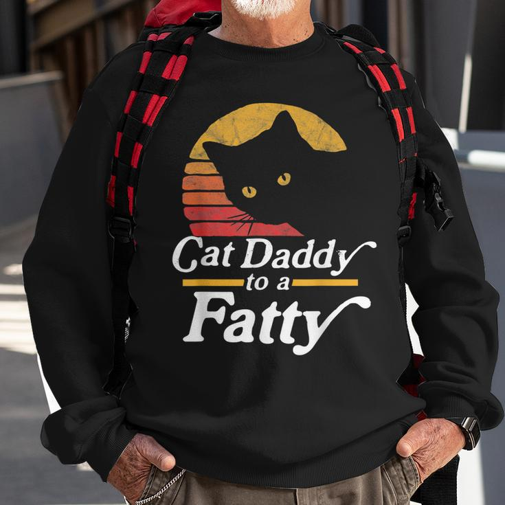 Cat Daddy To A Fatty Funny Vintage 80S Sunset Fat Chonk Dad V2 Sweatshirt Gifts for Old Men