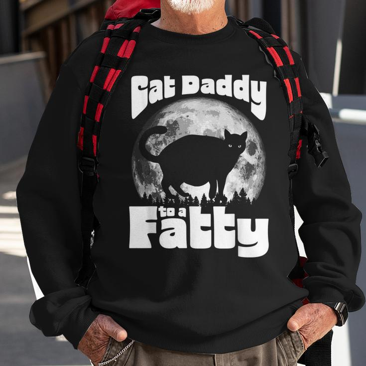 Cat Daddy To A Fatty Funny Vintage Full Moon & Chonk Dad Sweatshirt Gifts for Old Men