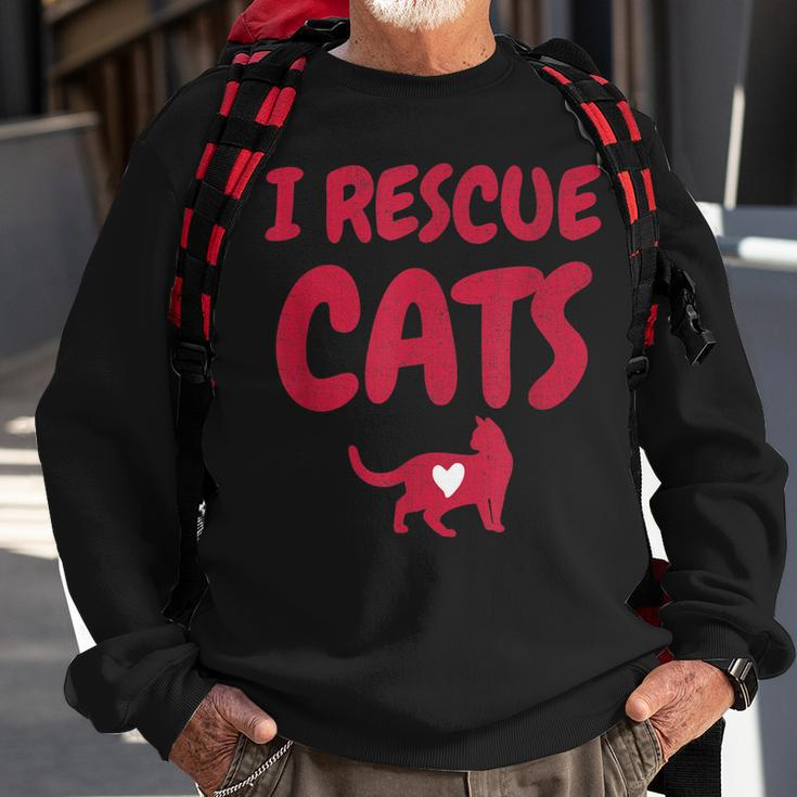 Cat Rescuer Design I Rescue Cats Animal Foster Carer Gift Men Women Sweatshirt Graphic Print Unisex Gifts for Old Men