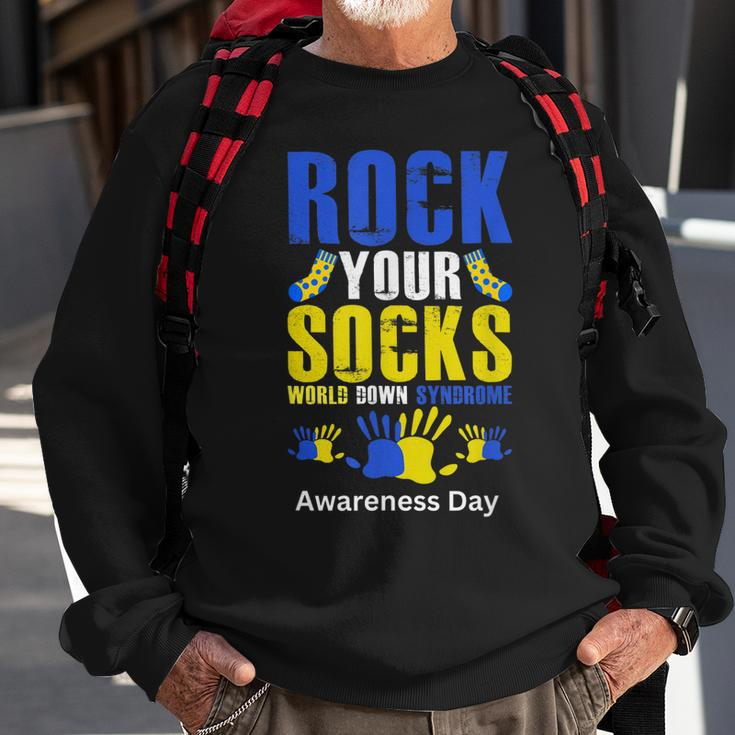 Celebrate Rock Your Socks World Down Syndrome Awareness Day Sweatshirt Gifts for Old Men