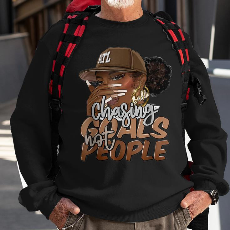 Chasing Goals Not People Black Woman Black Queen Junenth Sweatshirt Gifts for Old Men
