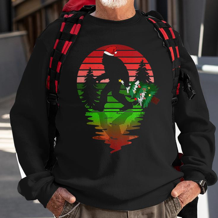 Christmas Bigfoot Carrying Xmas Tree Sasquatch Believer Pjs Men Women Sweatshirt Graphic Print Unisex Gifts for Old Men