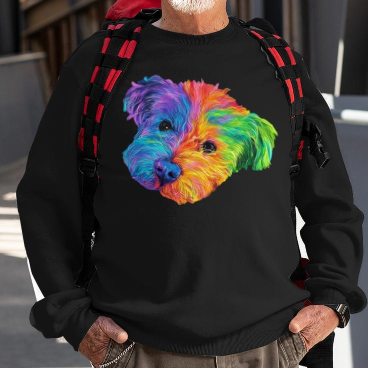 Colorful Bichon Frize Dog Digital Art Sweatshirt Gifts for Old Men