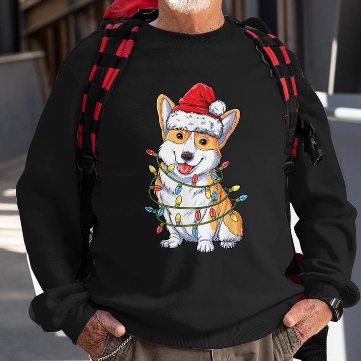 Corgi Santa Christmas Tree Lights Xmas Boys Men Corgmas Dog Tshirt Sweatshirt Gifts for Old Men