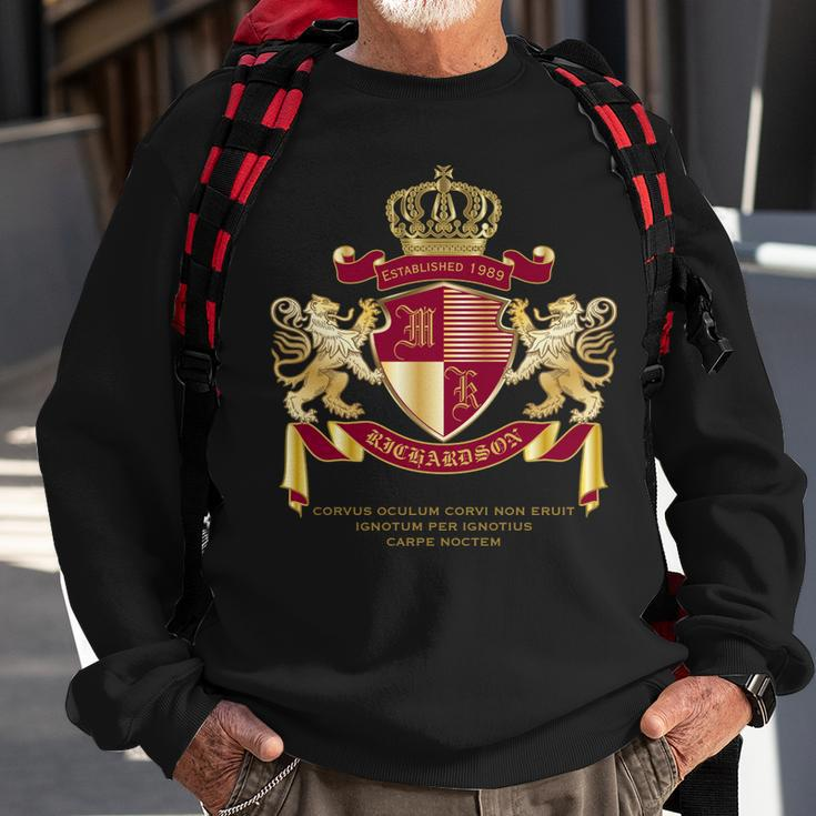 Create Your Own Coat Of Arms Red Gold Lion Emblem Sweatshirt Gifts for Old Men