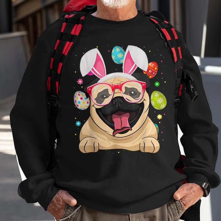Cute Bunny Pug Dog Face Easter Eggs Easter Day Sweatshirt Gifts for Old Men